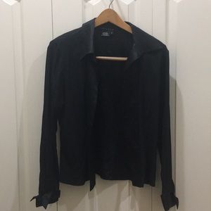 Oxygen Black Silk Collared Long Sleeve